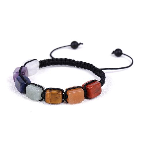 Gemstone Bracelets, Natural Stone, with Knot Cord, Rectangle, Adjustable & fashion jewelry & Unisex Approx 18 cm 