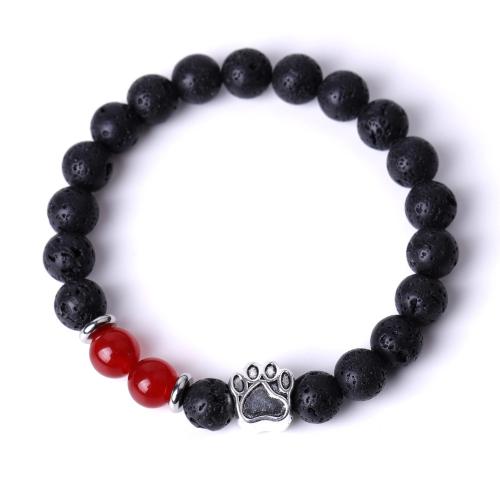 Gemstone Bracelets, Natural Stone, with 304 Stainless Steel & Zinc Alloy, Round, silver color plated, fashion jewelry & Unisex 8mm Approx 18.5-19 cm 