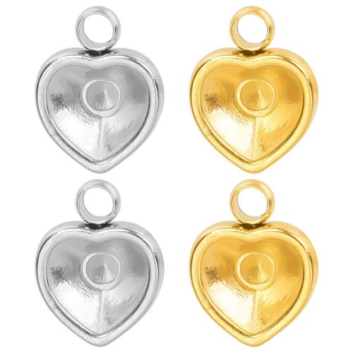 Stainless Steel Pendant Setting, 304 Stainless Steel, Heart, Vacuum Ion Plating, fashion jewelry & DIY 