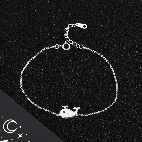 Sterling Silver Bracelets, 925 Sterling Silver, Whale, fashion jewelry & for woman Approx 15-20 cm 