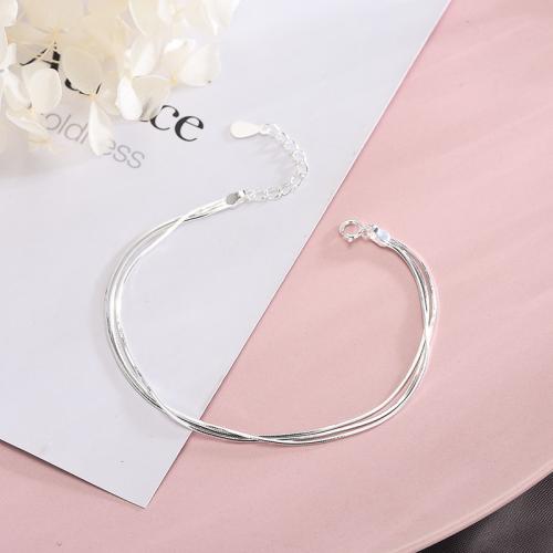 Sterling Silver Bracelets, 925 Sterling Silver, fashion jewelry & multilayer & for woman Approx 15-20 cm 