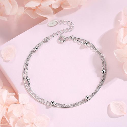 Sterling Silver Bracelets, 925 Sterling Silver, with 3cm extender chain, fashion jewelry & micro pave cubic zirconia & for woman Approx 16 cm [