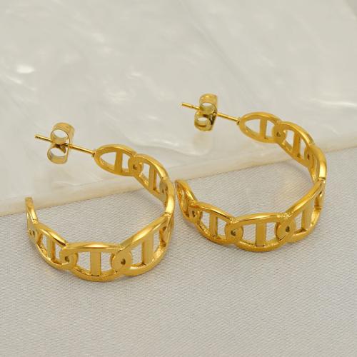 Stainless Steel Stud Earring, 304 Stainless Steel, 18K gold plated, fashion jewelry & for woman, golden, 23mm 