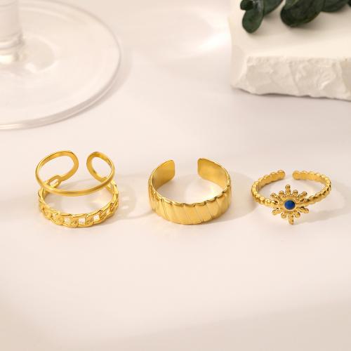 Ensemble d’anneau, Acier inoxydable 304, trois pièces & bijoux de mode & pour femme, doré, Vendu par fixé
