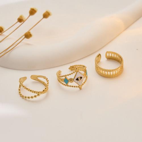 Ring Set, 304 Stainless Steel, three pieces & fashion jewelry & for woman, golden 