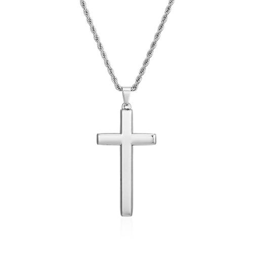 Stainless Steel Jewelry Necklace, 304 Stainless Steel, Cross, Vacuum Ion Plating, fashion jewelry & for woman cm 