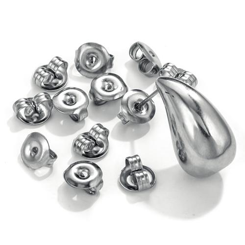 Stainless Steel Ear Nut Component, 304 Stainless Steel, silver color plated, for woman, 6mm 
