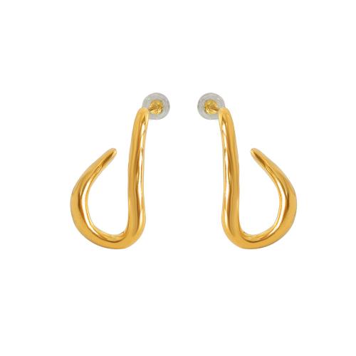 Titan Stahl Ohrringe, Titanstahl, plattiert, Modeschmuck, goldfarben, 12x23mm, verkauft von Paar