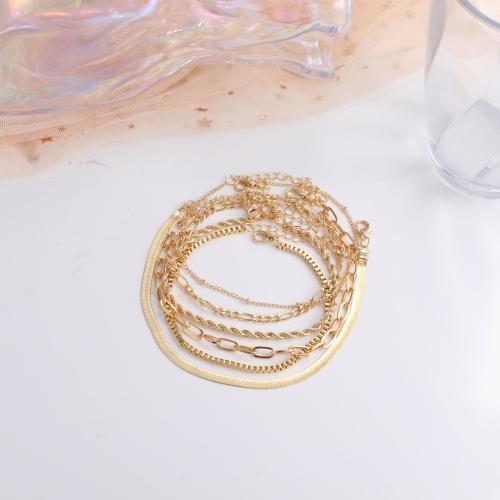 Zinc Alloy Anklet, with 5cm extender chain, 6 pieces & fashion jewelry & for woman, gold cm 