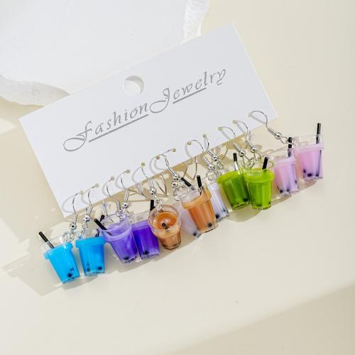 Resin Drop Earring, Plastic, with Resin & Zinc Alloy, 6 pieces & fashion jewelry & for woman, mixed colors, 23mm [