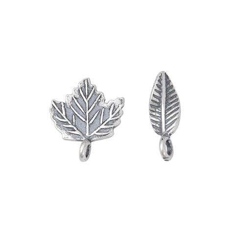 Sterling Silver Pendants, 925 Sterling Silver, Leaf, DIY original color 