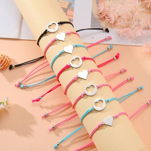 Mode créer Bracelets cordon de cire, Acier inoxydable 304, avec corde de cire, poli, 2 pièces & pour femme, plus de couleurs à choisir Environ 16-28 cm, Vendu par PC