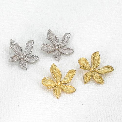 Stainless Steel Stud Earring, 304 Stainless Steel, Flower, Vacuum Ion Plating, fashion jewelry & for woman 