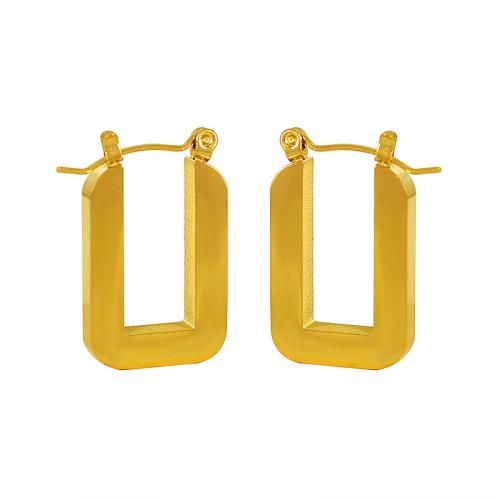 Titan Stahl Ohrringe, Titanstahl, plattiert, Modeschmuck, goldfarben, 16x26mm, verkauft von Paar