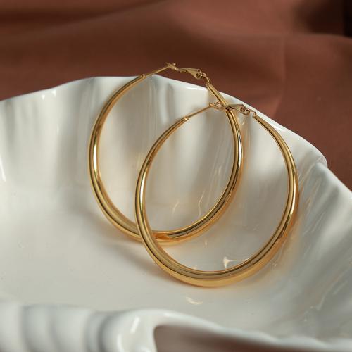 Titan Stahl Ohrringe, Titanstahl, plattiert, Modeschmuck, goldfarben, 57x58mm, verkauft von Paar