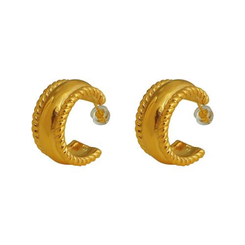 Titan Stahl Ohrringe, Titanstahl, plattiert, Modeschmuck, goldfarben, 23x23mm, verkauft von Paar