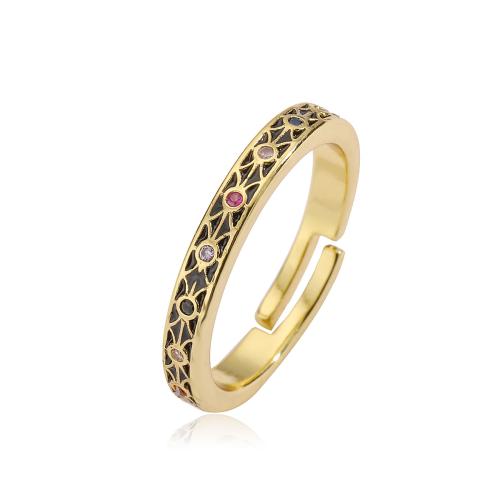 Cubic Zirconia Micro Pave Brass Finger Ring, plated, fashion jewelry & micro pave cubic zirconia, golden, Ring inner ~19mm 