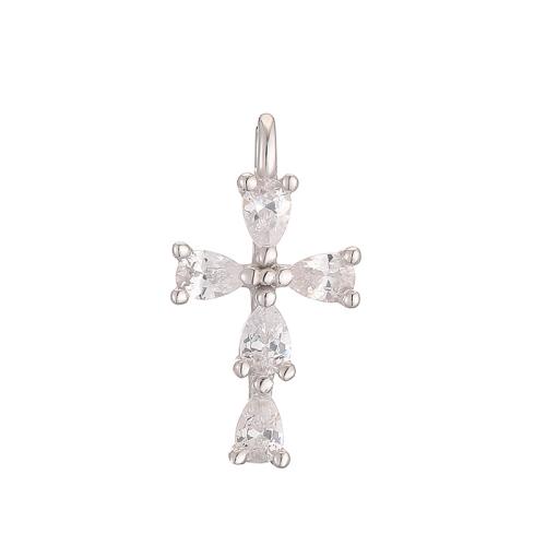 Cubic Zirconia Micro Pave Sterling Silver Pendant, 925 Sterling Silver, Cross, DIY & micro pave cubic zirconia 