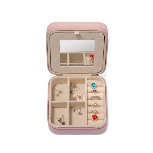 Multifunctional Jewelry Box, Suede, with Plastic, portable & dustproof 