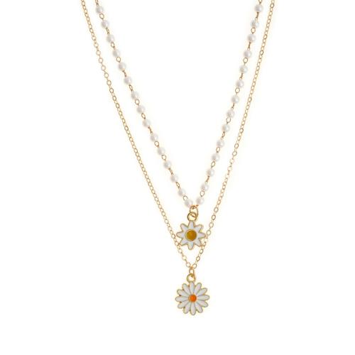 Zink Legierung Halskette, Zinklegierung, mit Kunststoff Perlen, mit Verlängerungskettchen von 5cm, handgemacht, für Frau & Emaille, keine, Länge:38 cm, verkauft von PC