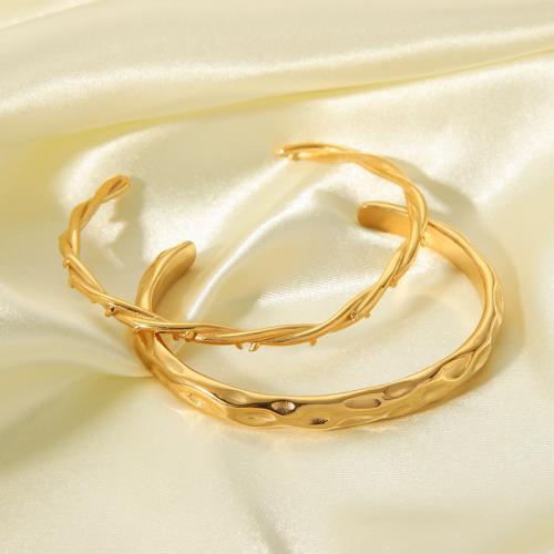Stainless Steel Cuff Bangle, 304 Stainless Steel, 18K gold plated, fashion jewelry & for woman, golden, Inner Approx 62mm 