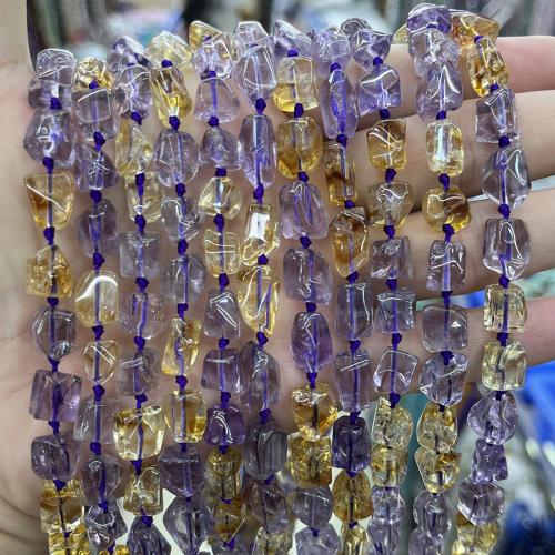 Mix Color Quartz Beads, Amethyst, with Citrine, Nuggets, fashion jewelry & DIY, mixed colors Approx 38 cm 