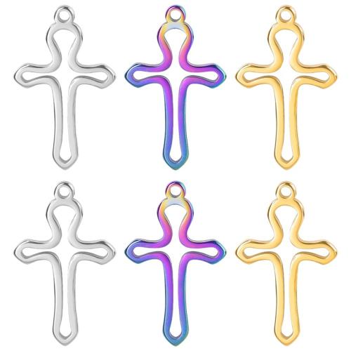 Stainless Steel Cross Pendants, 304 Stainless Steel, Vacuum Ion Plating, fashion jewelry & DIY & hollow 