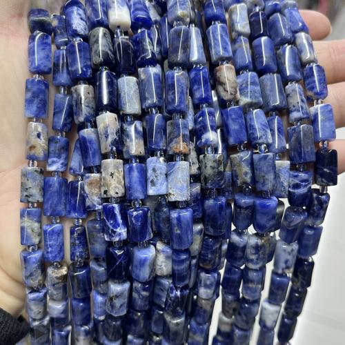 Sodalite Beads, Column, fashion jewelry & DIY & faceted, blue Approx 38 cm 
