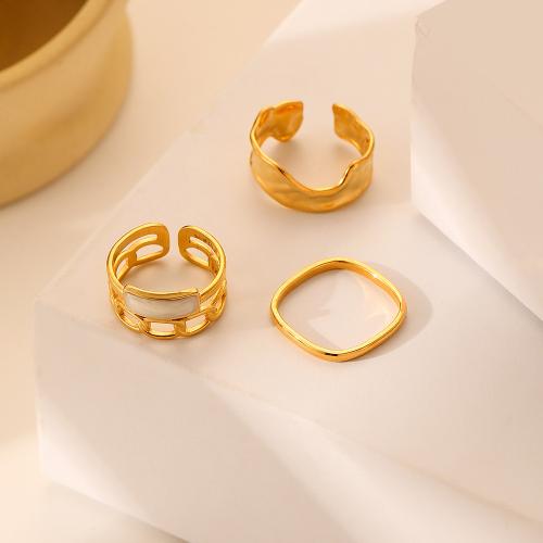 Ring paar, 304 Edelstahl, drei Stücke & für Frau & Emaille, goldfarben, verkauft von setzen