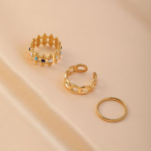 Ring paar, 304 Edelstahl, drei Stücke & Modeschmuck & für Frau, goldfarben, verkauft von setzen