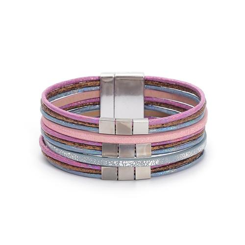 PU Leather Cord Bracelets, with Magnet, fashion jewelry & multilayer & Unisex 30mm Approx 19.5 cm 