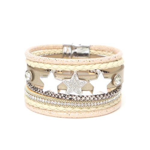 bracelet de cordon en PU , cuir PU, avec Aimant, bijoux de mode & multicouche & unisexe, plus de couleurs à choisir Environ 19.5 cm, Vendu par PC
