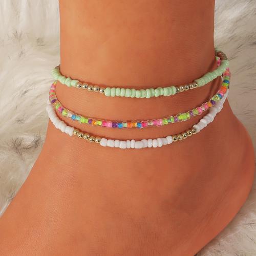 Zinc Alloy, with Seedbead, with 5cm extender chain, three pieces & Bohemian style & for woman, mixed colors .6 cm 