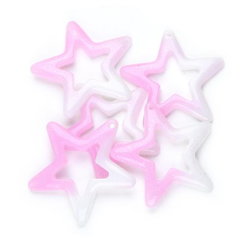 Resin Jewelry Pendant, Star, DIY & hollow, pink Approx 2mm, Approx 