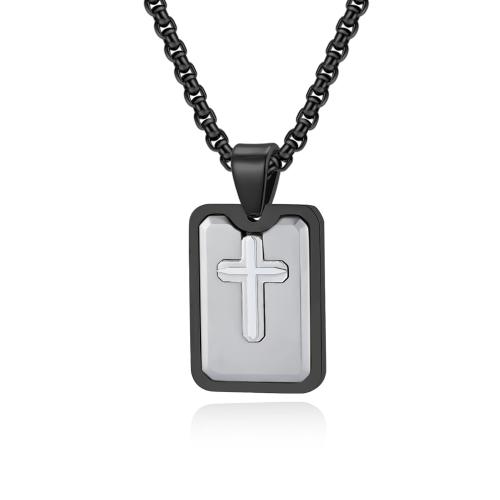 Stainless Steel Jewelry Necklace, 304 Stainless Steel, Rectangle, Vacuum Ion Plating, fashion jewelry & for man 