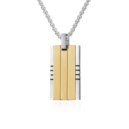 Stainless Steel Jewelry Necklace, 304 Stainless Steel, Rectangle, Vacuum Ion Plating, fashion jewelry & for man 