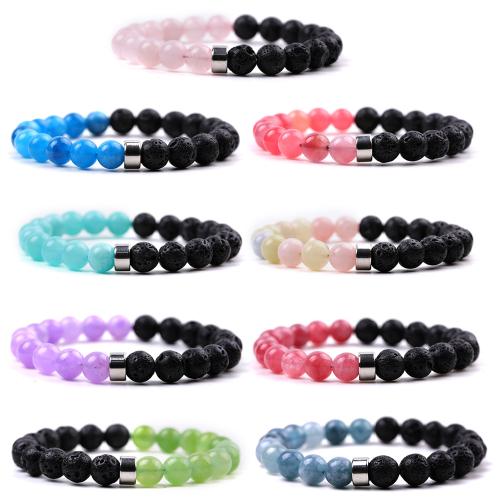 Gemstone Bracelets, Dyed Marble, with Lava & 304 Stainless Steel, fashion jewelry .5 cm 