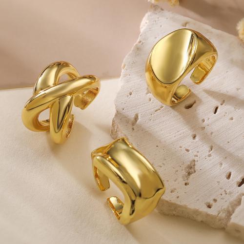 Anillo de dedo de latón, metal, chapado, Joyería & diferentes patrones para la opción, dorado, Ring inner diameter:17 ~19mm, Vendido por UD