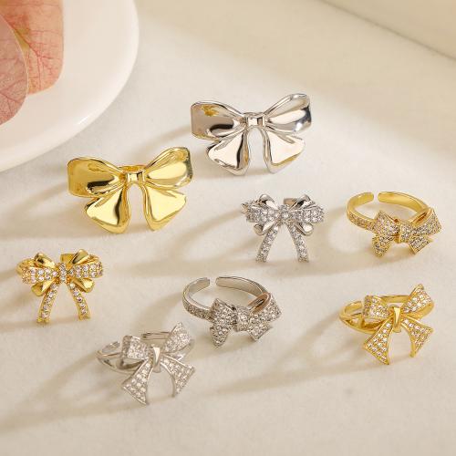 Cubic Zirconia Micro Pave Brass Earring, Bowknot, plated, fashion jewelry & micro pave cubic zirconia 