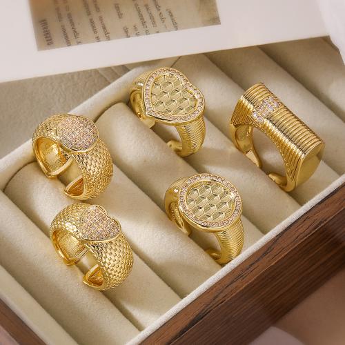 Cubic Zirconia Micro Pave Brass Finger Ring, plated, fashion jewelry & micro pave cubic zirconia, gold, Ring inner mm 
