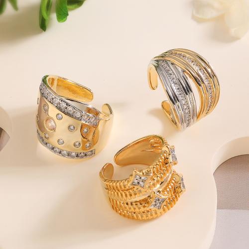 Zircon pavent l'anneau en laiton de doigt, Placage, bijoux de mode & modèles différents pour le choix & pavé de micro zircon, Or, Vendu par PC