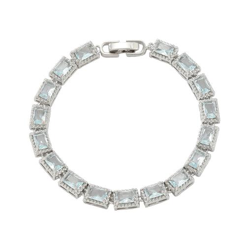 Cubic Zirconia Micro Pave Brass Bracelet, fashion jewelry & micro pave cubic zirconia & for woman, silver color .08 Inch [