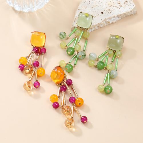 Resin Zinc Alloy Earring, with Resin, Flower, fashion jewelry & for woman 