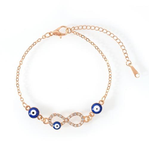 Zinc Alloy Anklet, with 5cm extender chain & for woman & enamel & with rhinestone, golden cm 