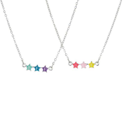 Zinklegierung Kinder Halskette, mit Verlängerungskettchen von 5cm, 2 Stück & für Kinder & Emaille, farbenfroh, Länge:40 cm, verkauft von setzen