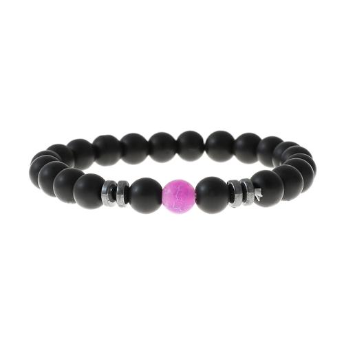 Gemstone Bracelets, Natural Stone, with Elastic Thread & 304 Stainless Steel, plated, for man Approx 6-10 cm 