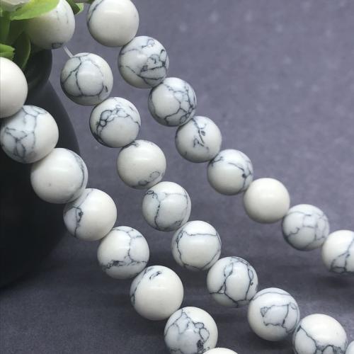 Synthetische Türkis Perlen, rund, verschiedene Größen vorhanden, weiß, Länge:ca. 15.7 ZollInch, verkauft von Strang