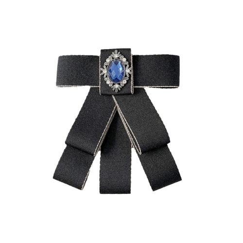 Collar Jewelry Brooch, Cloth, with Zinc Alloy, handmade, for woman & with rhinestone 