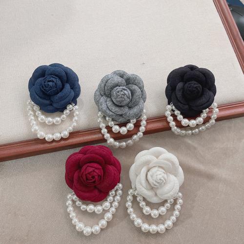 Cloth Brooch, with Plastic Pearl, handmade, for woman 