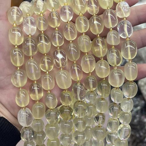 Versilberte Einzelader Murano Europa Perlen, Zitronenquarz, Klumpen, Modeschmuck & DIY, gelb, 12x15mm, Länge:ca. 38 cm, verkauft von Strang
